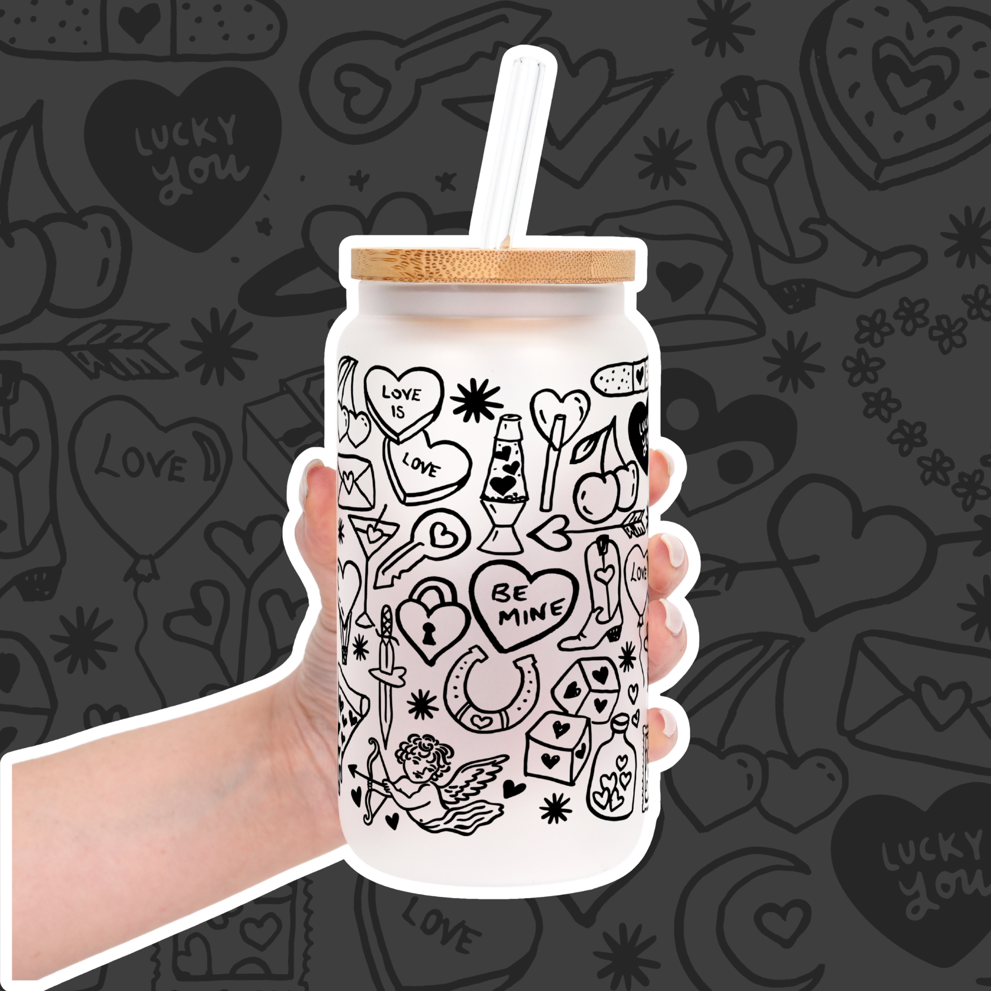 Black Tiny Tats Cup With Lid & Straw