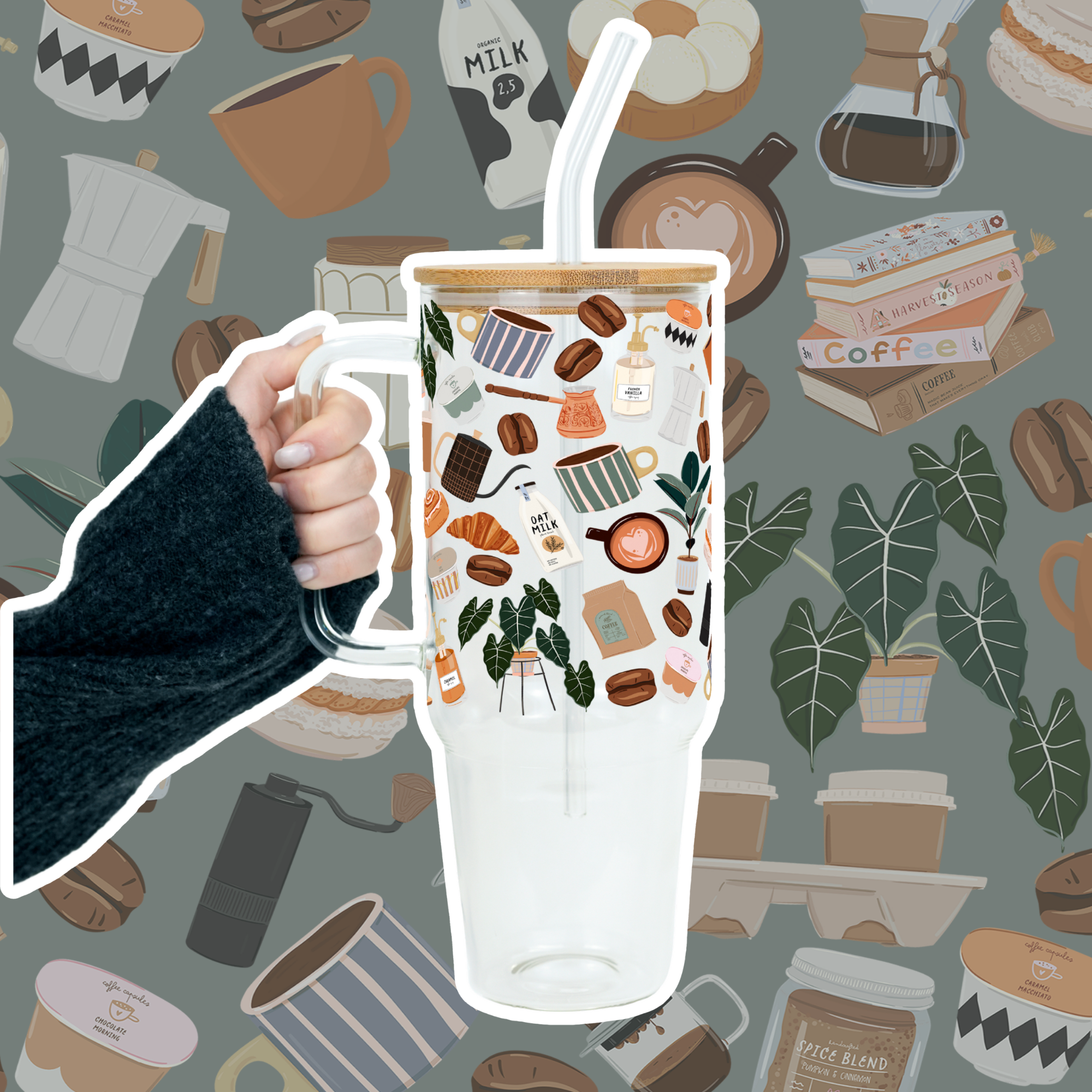 Cafe Cutie Tumbler With Lid & Straw