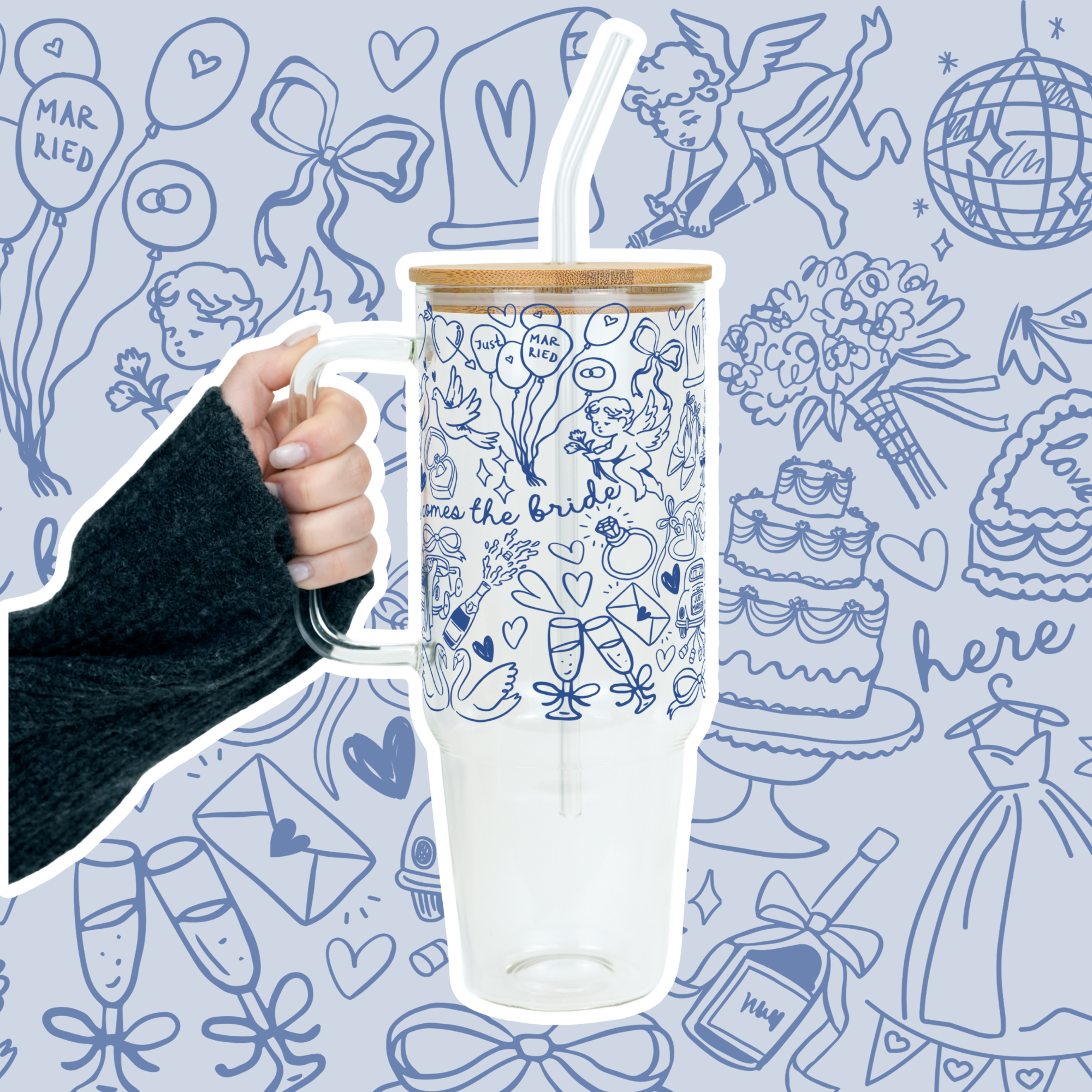 Something Blue Bridal Personalized & Non Personalized Tumbler With Lid & Straw