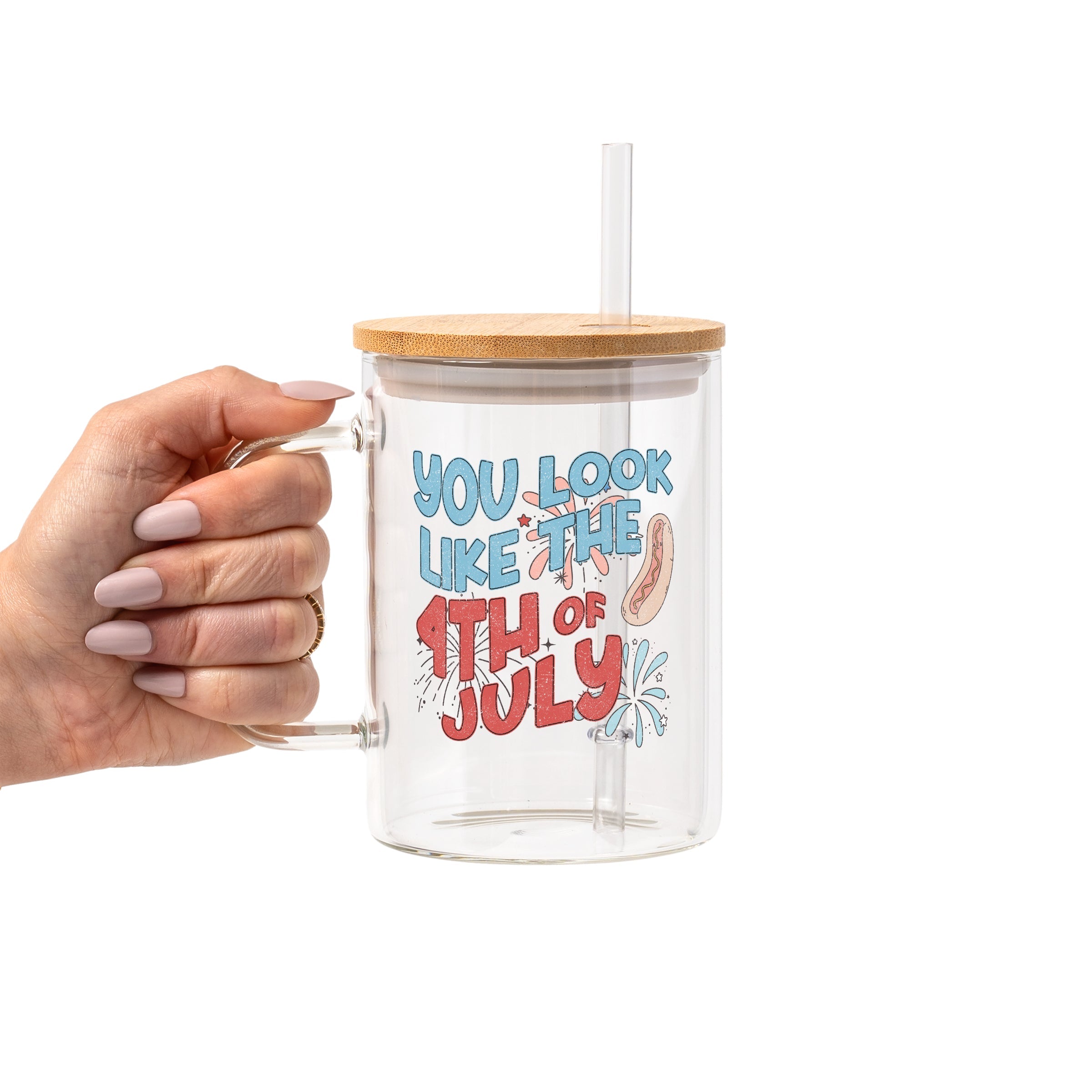 4th Of July Glass Cup, Mug & Tumbler with Lid and Straw