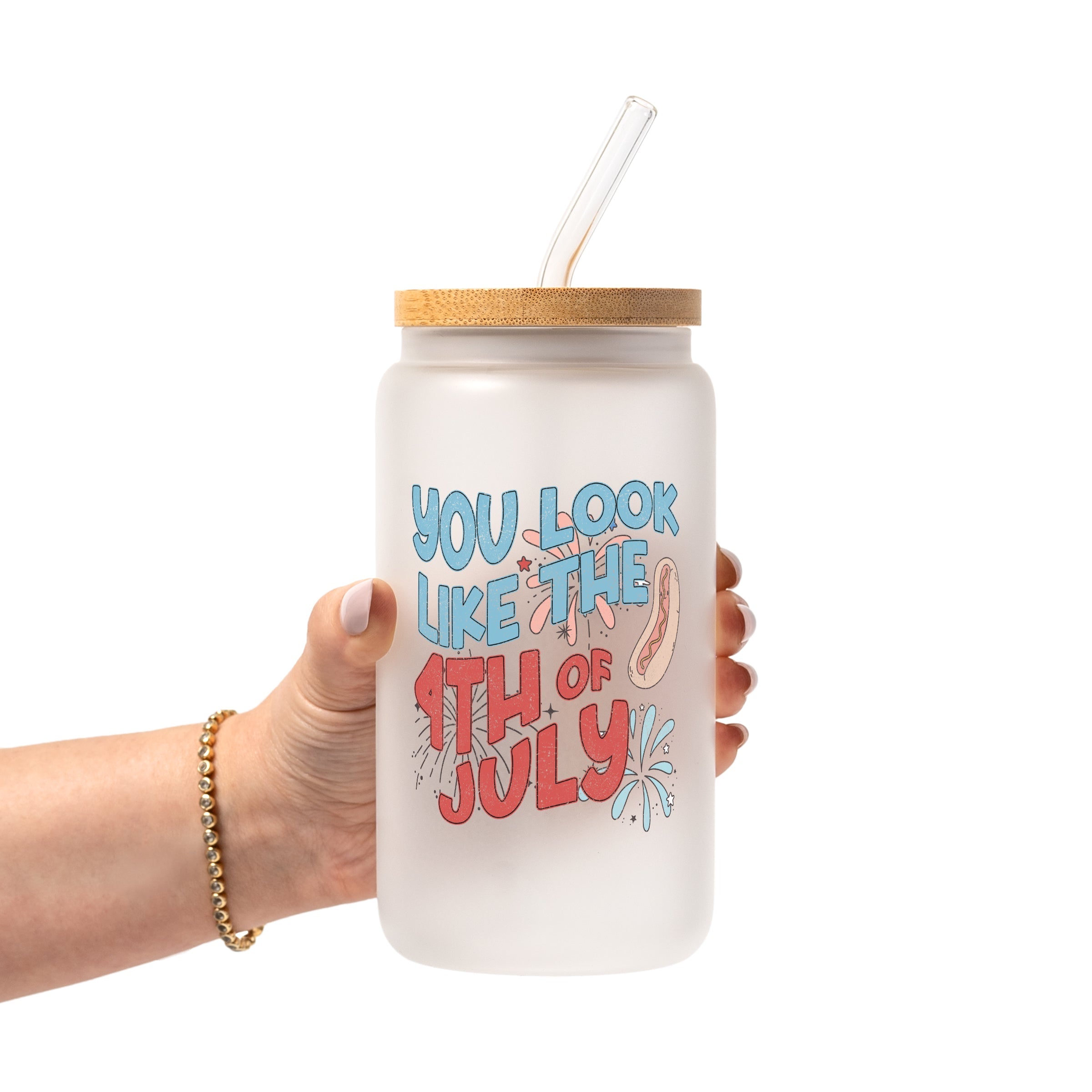 4th Of July Glass Cup, Mug & Tumbler with Lid and Straw
