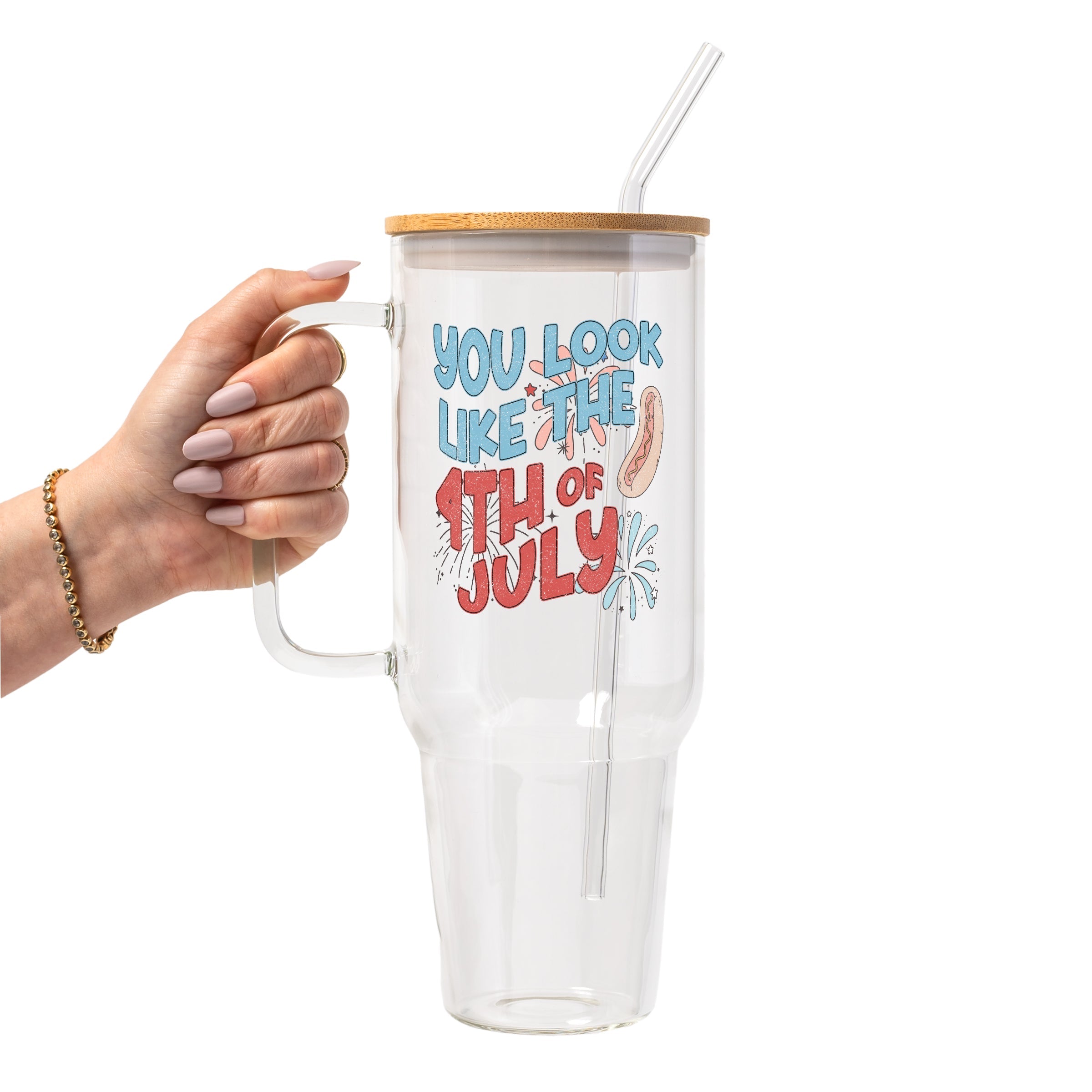 4th Of July Glass Cup, Mug & Tumbler with Lid and Straw