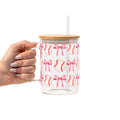 Coquette Baseball Glass Cup, Mug & Tumbler with Lid and Straw