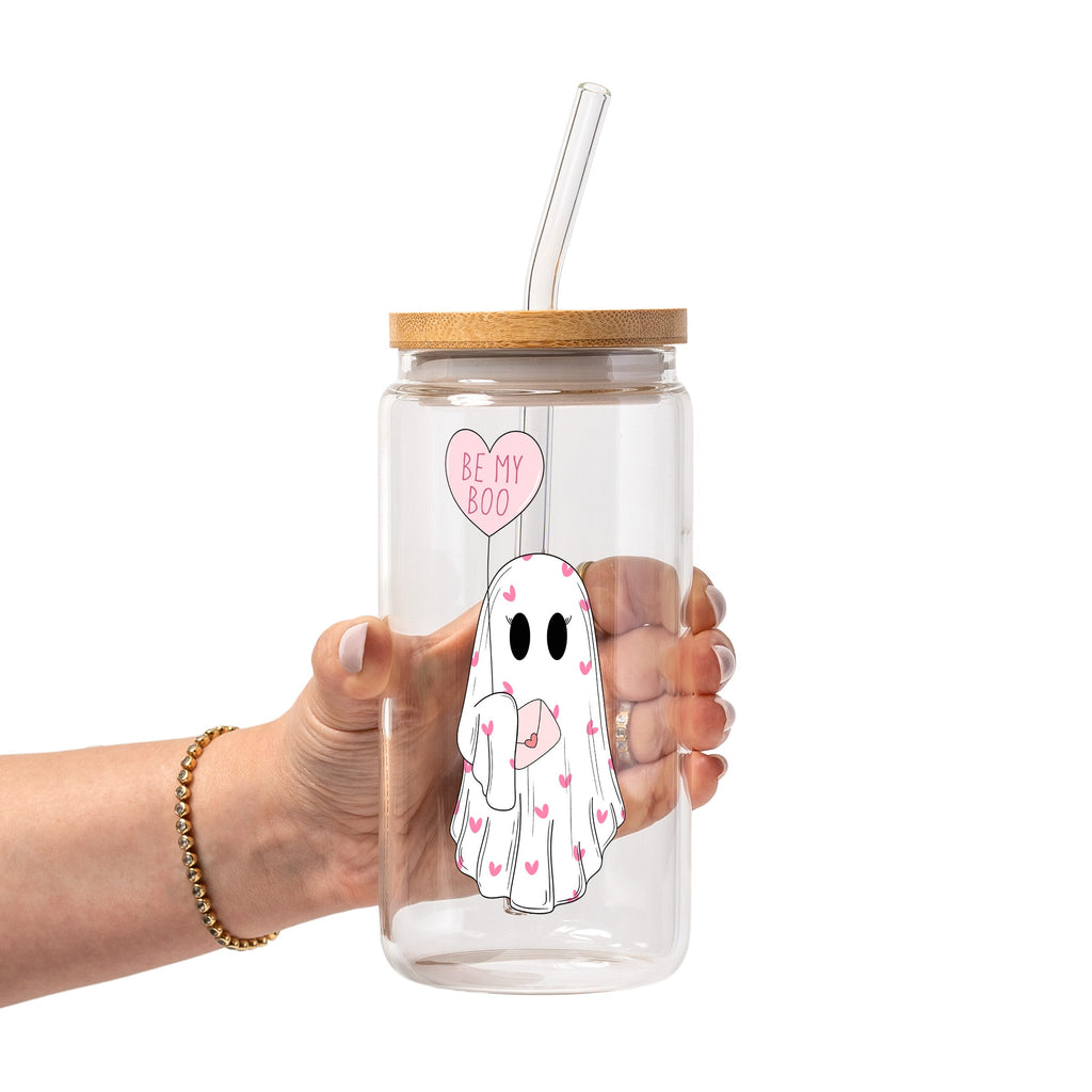 Be My Boo Ghostie Glass Cup, Mug & Tumbler with Lid and Straw