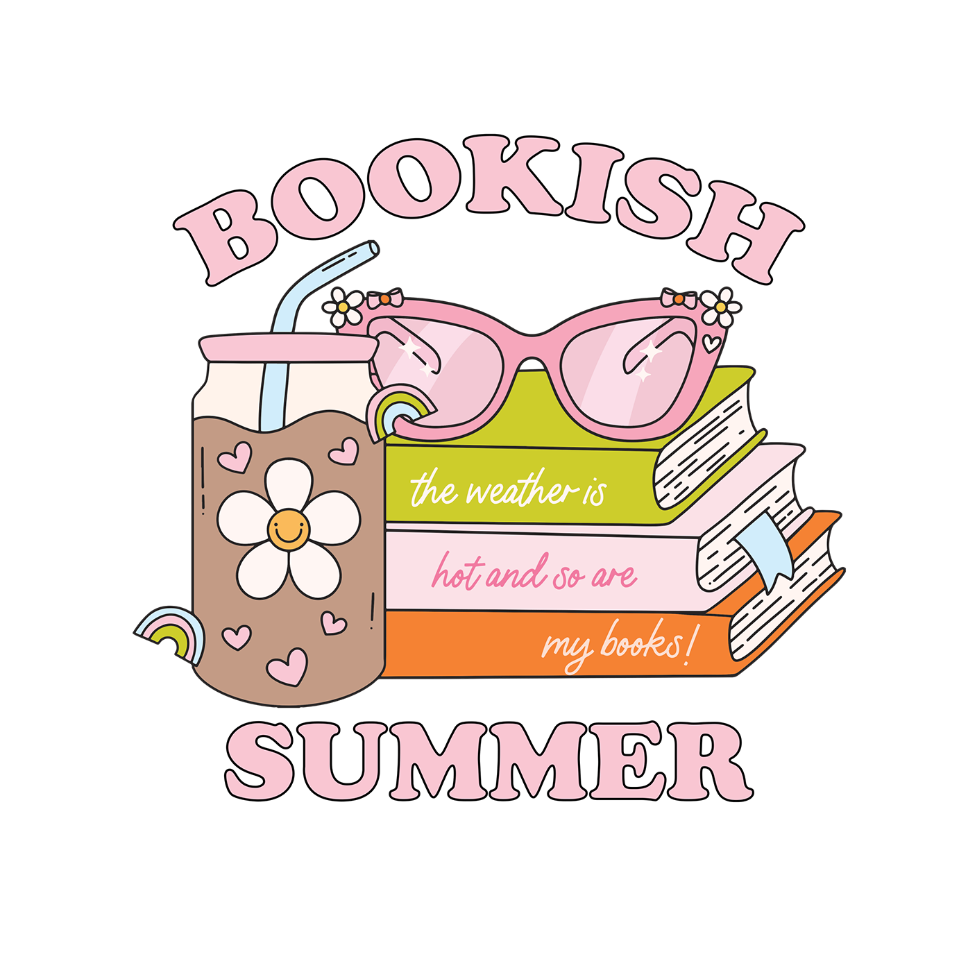 Bookish Summer Glass Cup, Mug & Tumbler with Lid and Straw