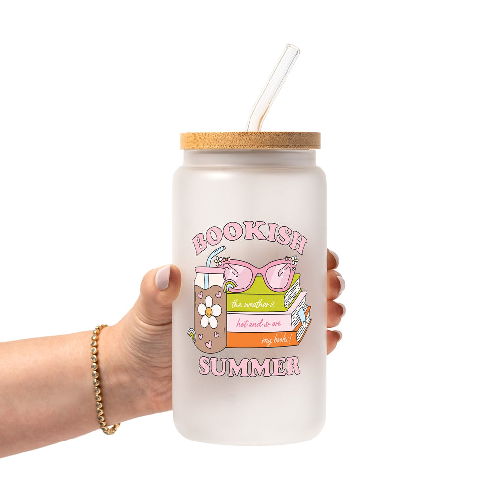 Bookish Summer Glass Cup, Mug & Tumbler with Lid and Straw