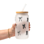 Black Coquette Bows Glass Cup, Mug & Tumbler with Lid and Straw