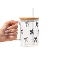 Black Coquette Bows Glass Cup, Mug & Tumbler with Lid and Straw