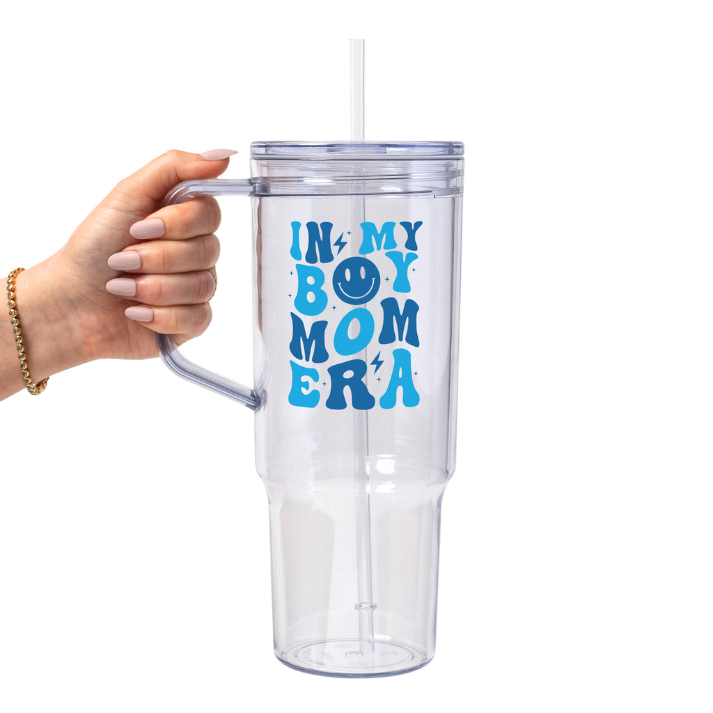 In My Boy Mom Era Glass Cup, Mug & Tumbler with Lid and Straw