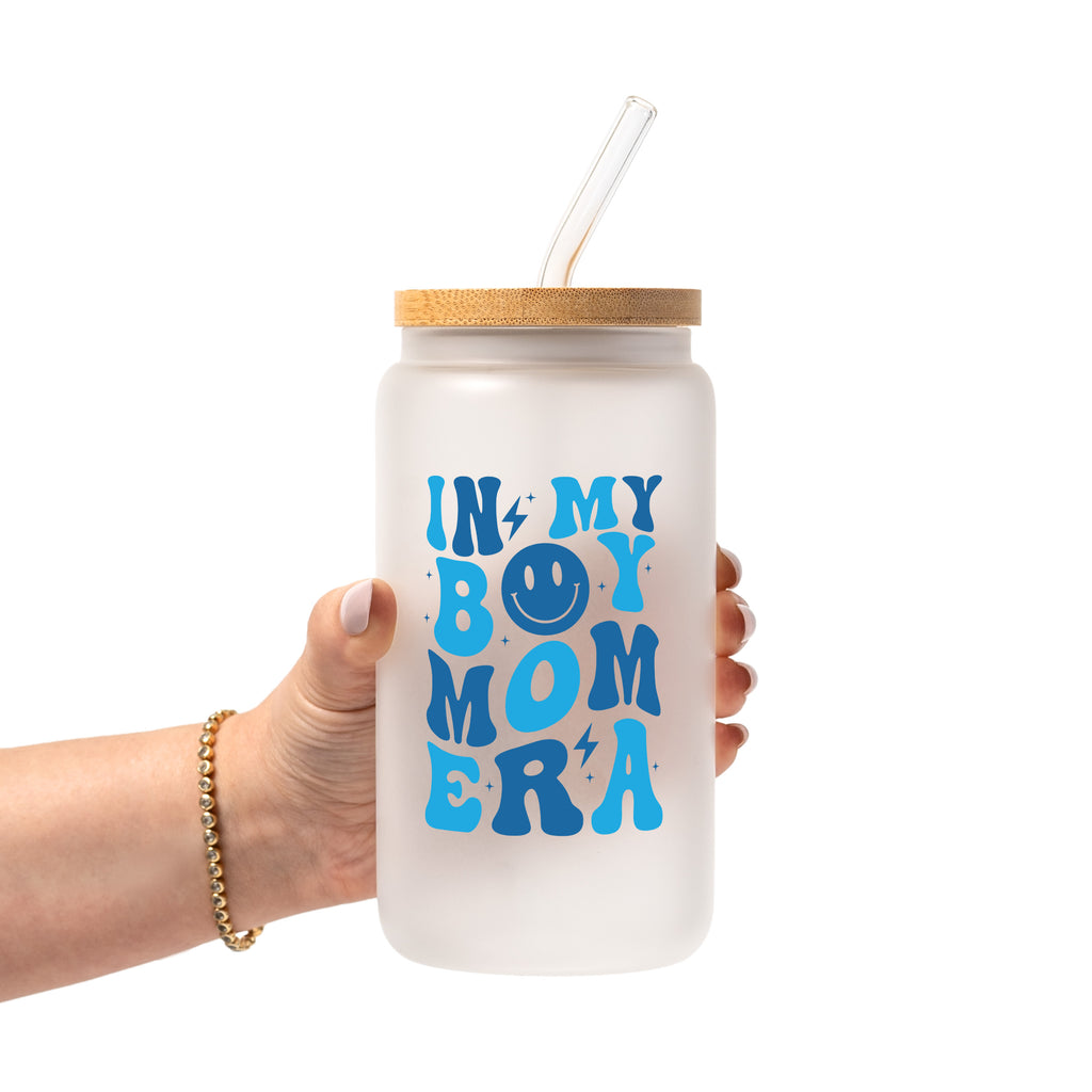 In My Boy Mom Era Glass Cup, Mug & Tumbler with Lid and Straw