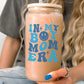 Boy Mom Era 16oz Glass Can Cup With Lid and Straw