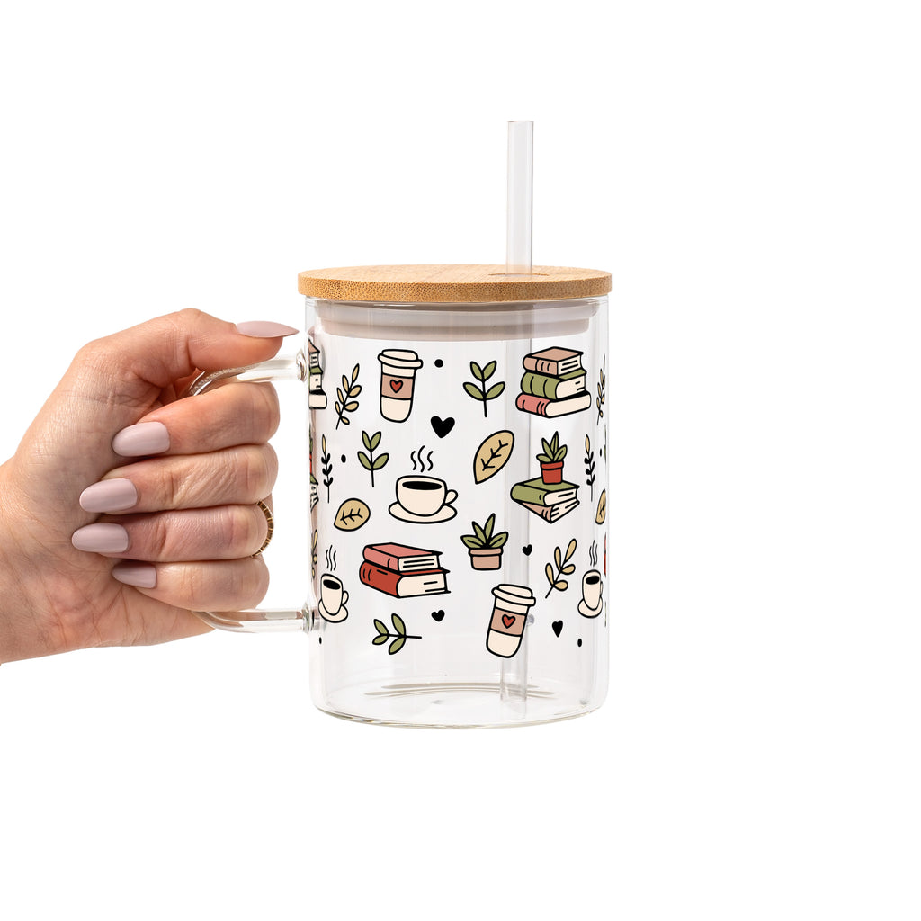 Bookish Book Lover Glass Cup, Mug & Tumbler with Lid and Straw