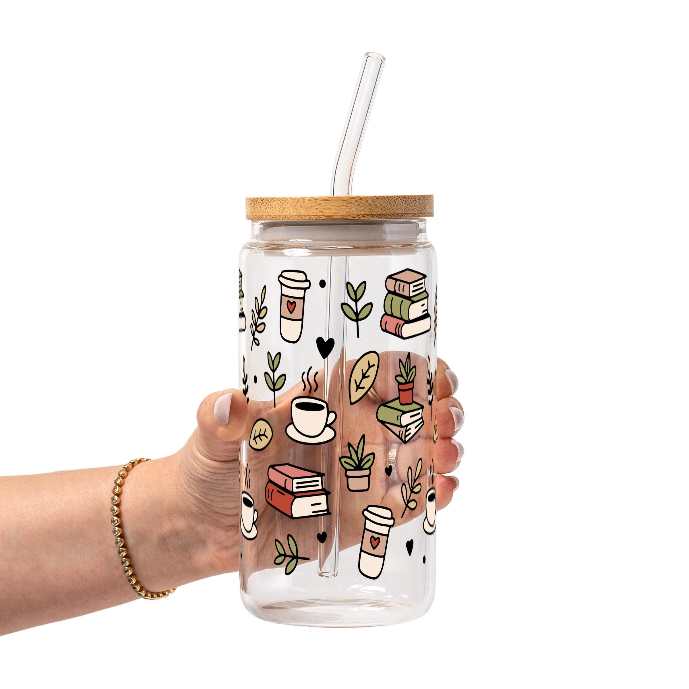 Bookish Book Lover Glass Cup, Mug & Tumbler with Lid and Straw