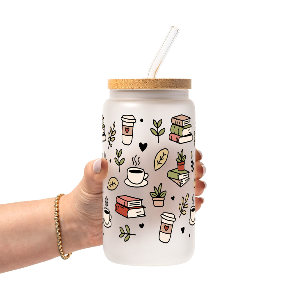 Bookish Book Lover Glass Cup, Mug & Tumbler with Lid and Straw