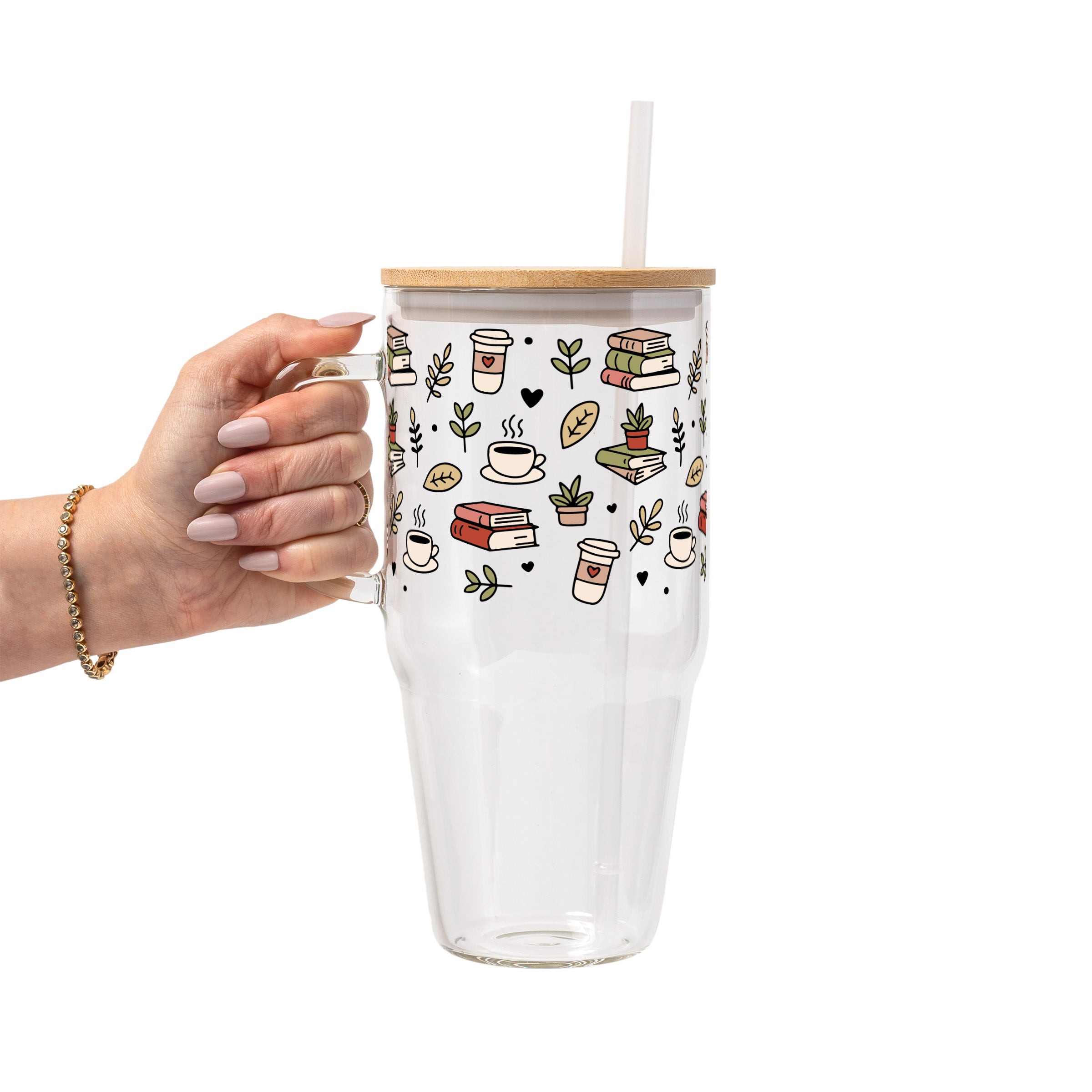 Bookish Book Lover Glass Cup, Mug & Tumbler with Lid and Straw