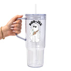 Boo Jee Halloween Glass Cup, Mug & Tumbler with Lid and Straw
