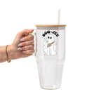Boo Jee Halloween Glass Cup, Mug & Tumbler with Lid and Straw
