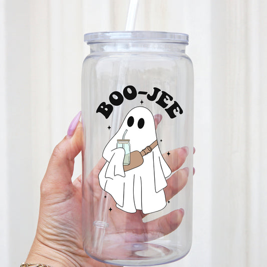 Boo-Jee Ghost 16oz Acrylic Plastic Cup with Clear Lid