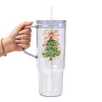 Cozy Christmas Trees Glass Cup, Mug & Tumbler with Lid and Straw