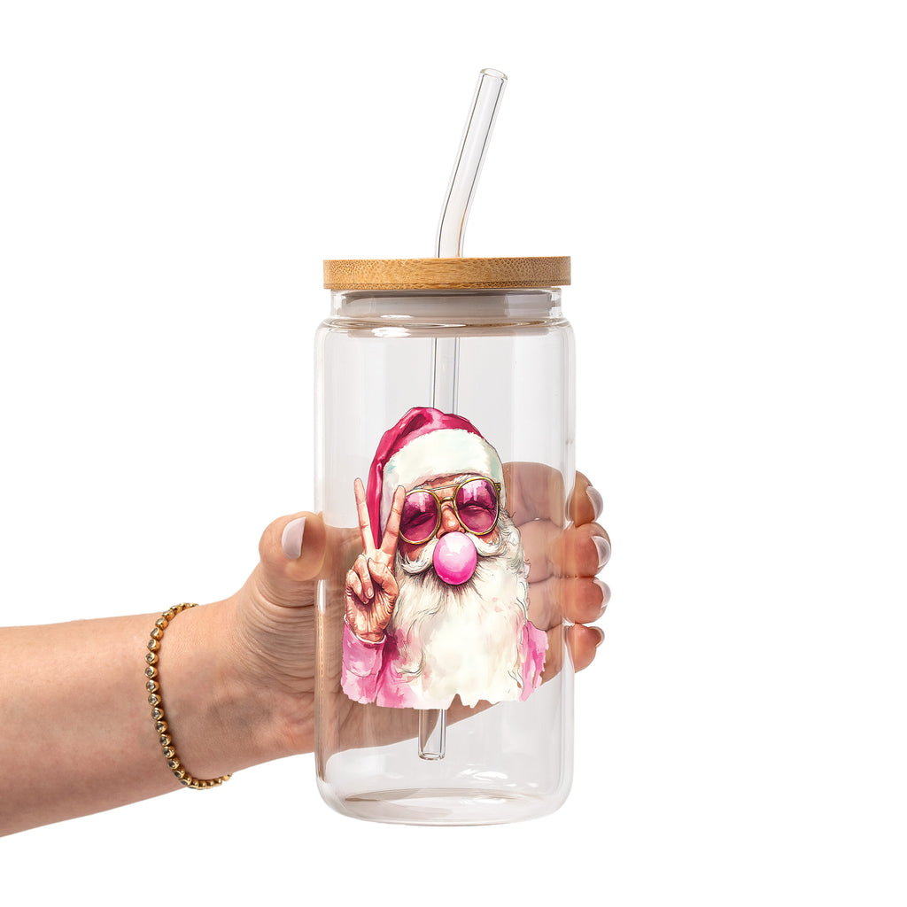Cozy Christmas Bubbles Glass Cup, Mug & Tumbler with Lid and Straw