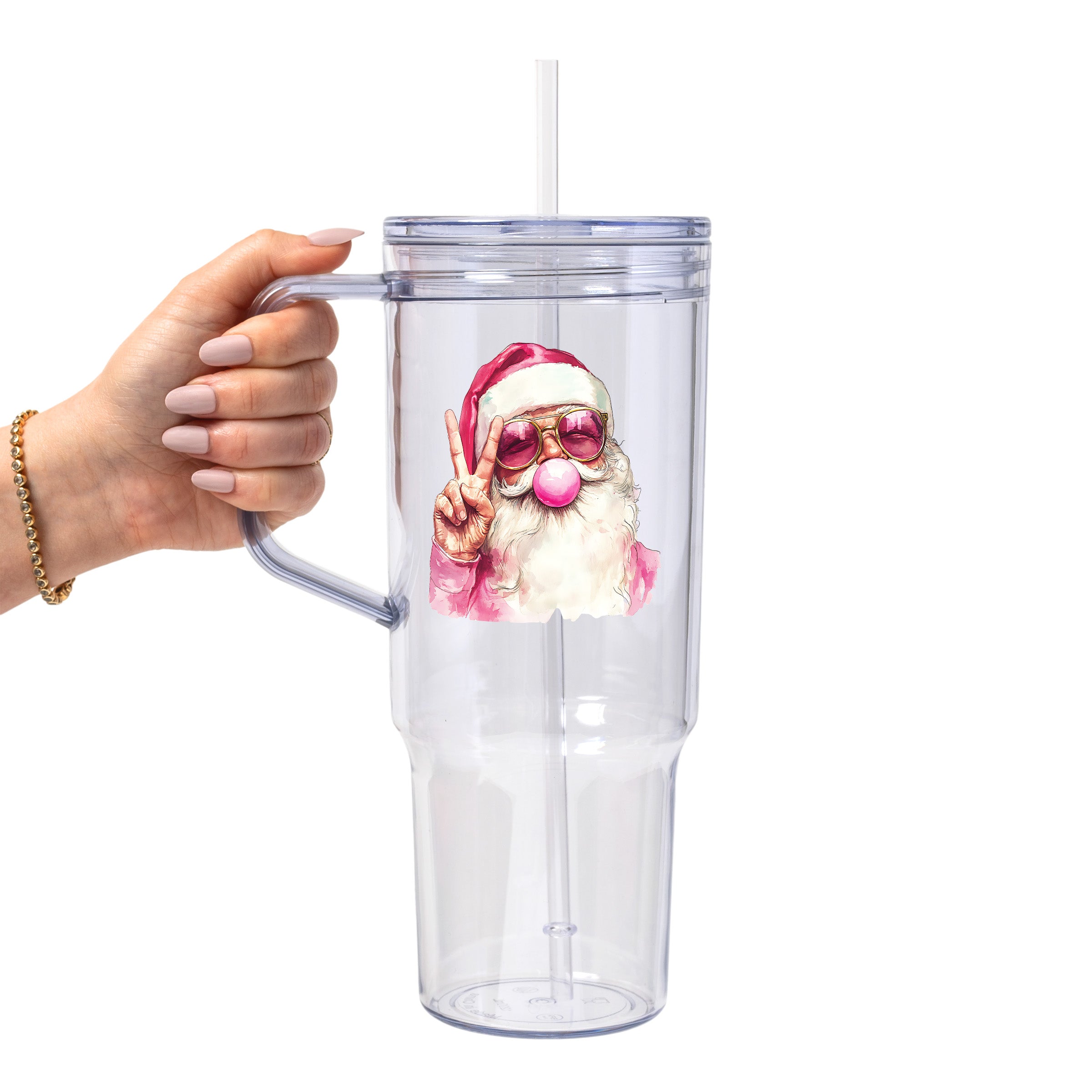 Cozy Christmas Bubbles Glass Cup, Mug & Tumbler with Lid and Straw