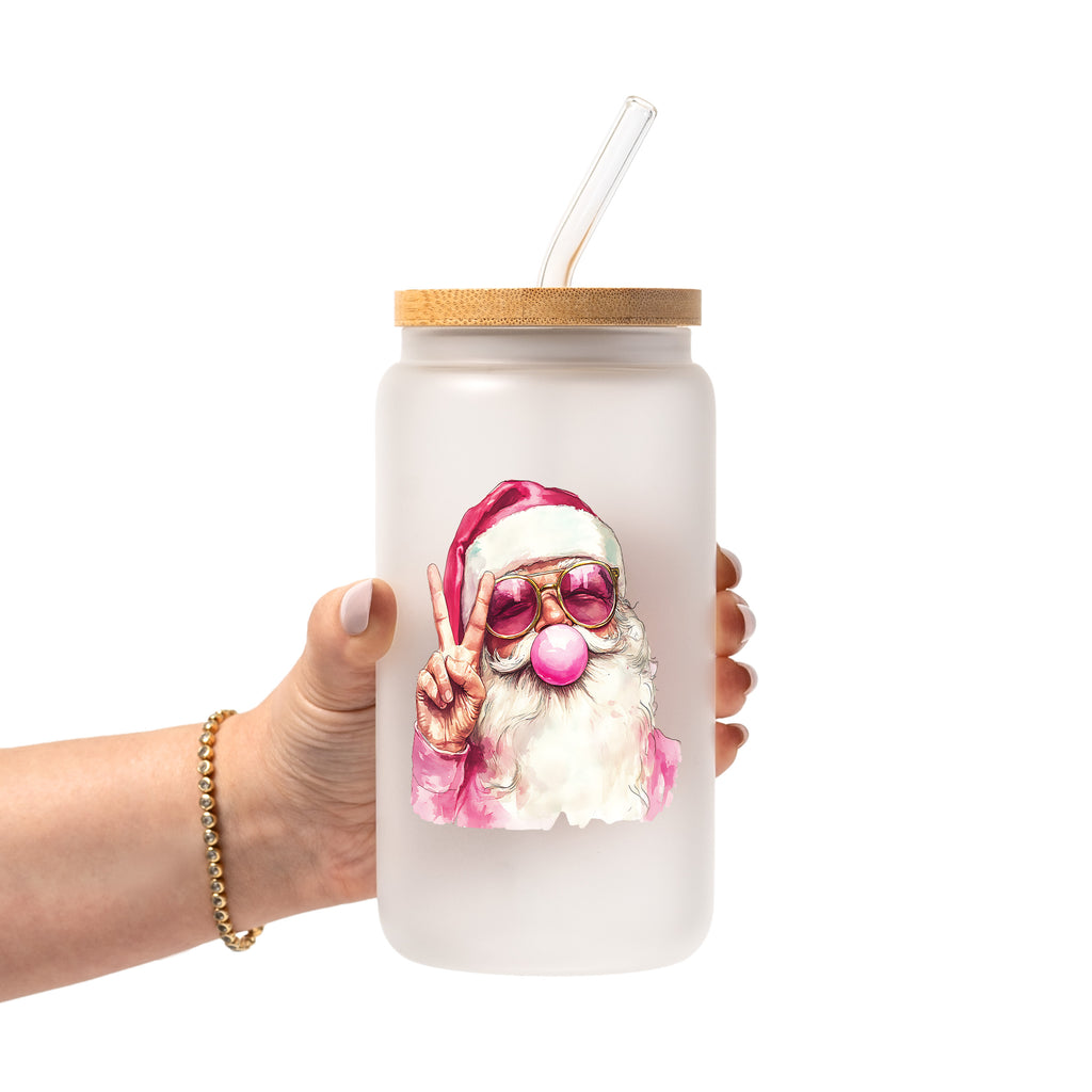 Cozy Christmas Bubbles Glass Cup, Mug & Tumbler with Lid and Straw