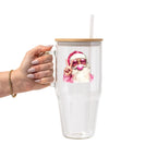 Cozy Christmas Bubbles Glass Cup, Mug & Tumbler with Lid and Straw