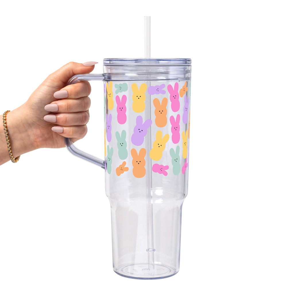 Easter Bunny Peeps Glass Cup, Mug & Tumbler with Lid and Straw