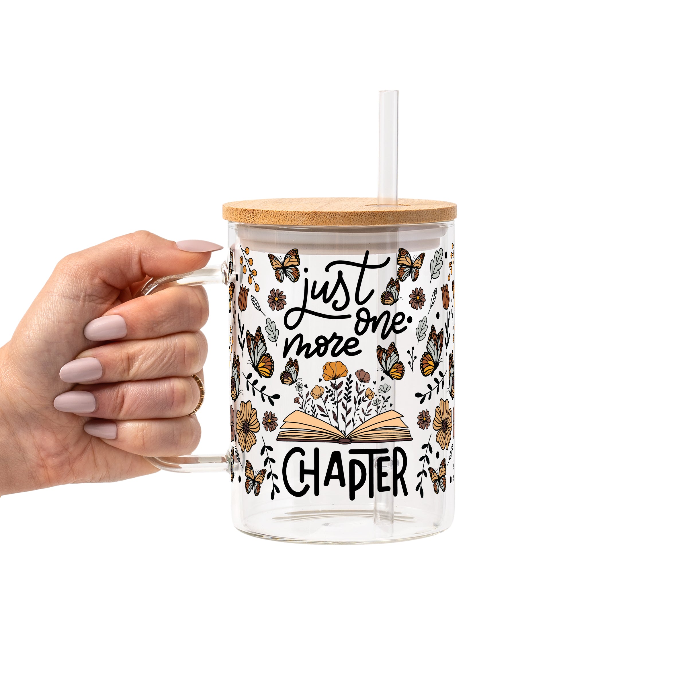 Just One More Chapter Glass Cup, Mug & Tumbler with Lid and Straw
