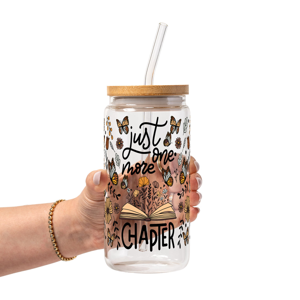 Just One More Chapter Glass Cup, Mug & Tumbler with Lid and Straw