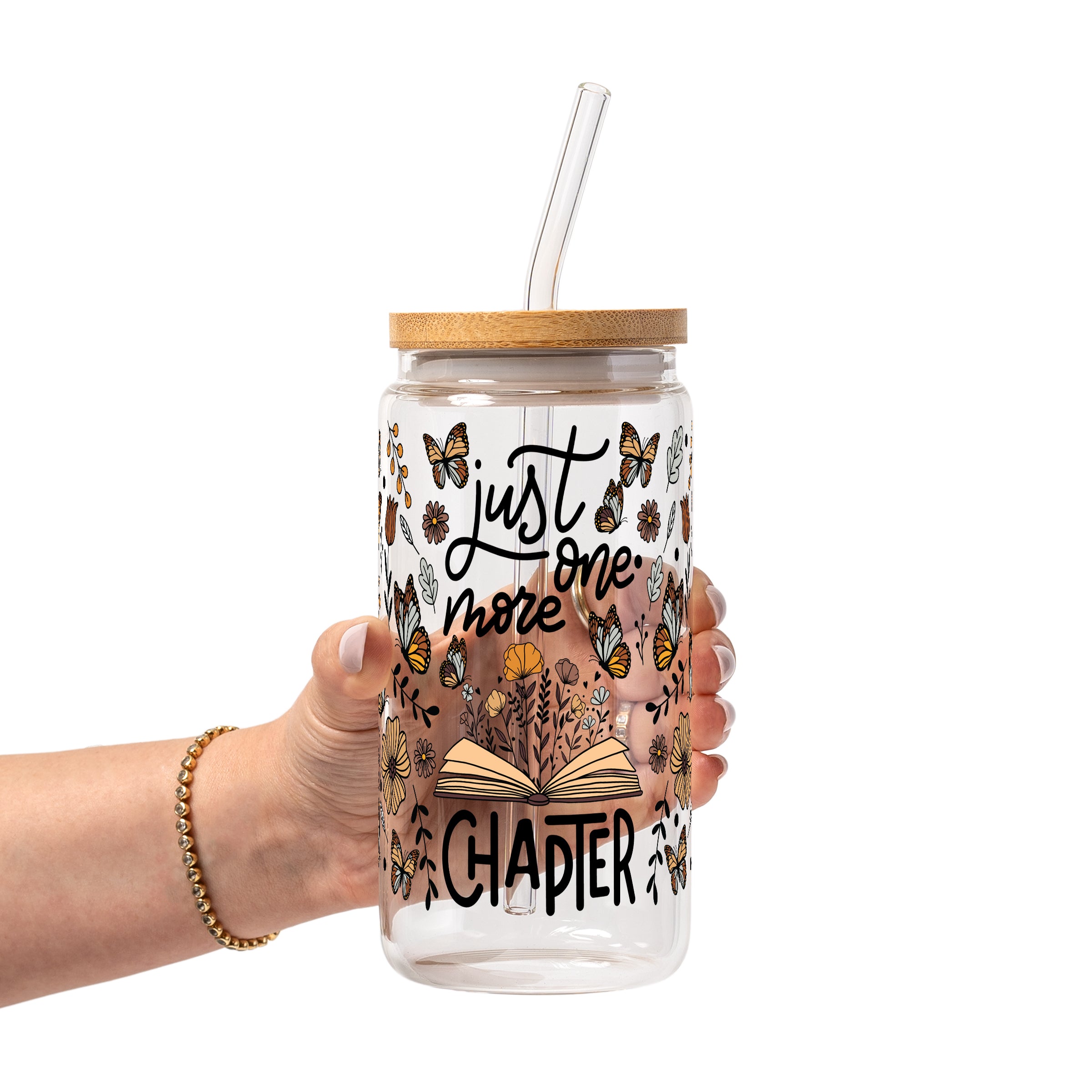Just One More Chapter Glass Cup, Mug & Tumbler with Lid and Straw