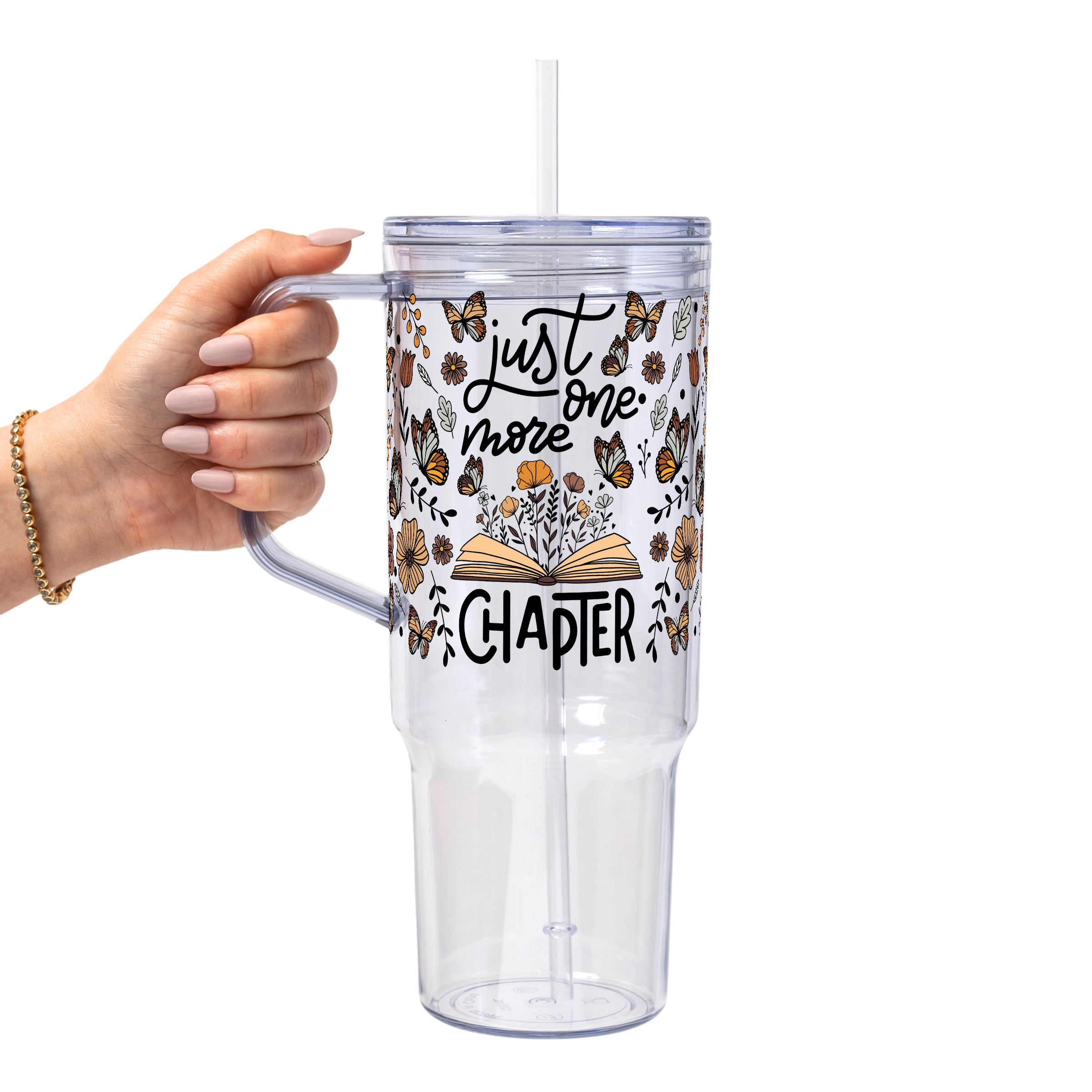 Just One More Chapter Glass Cup, Mug & Tumbler with Lid and Straw