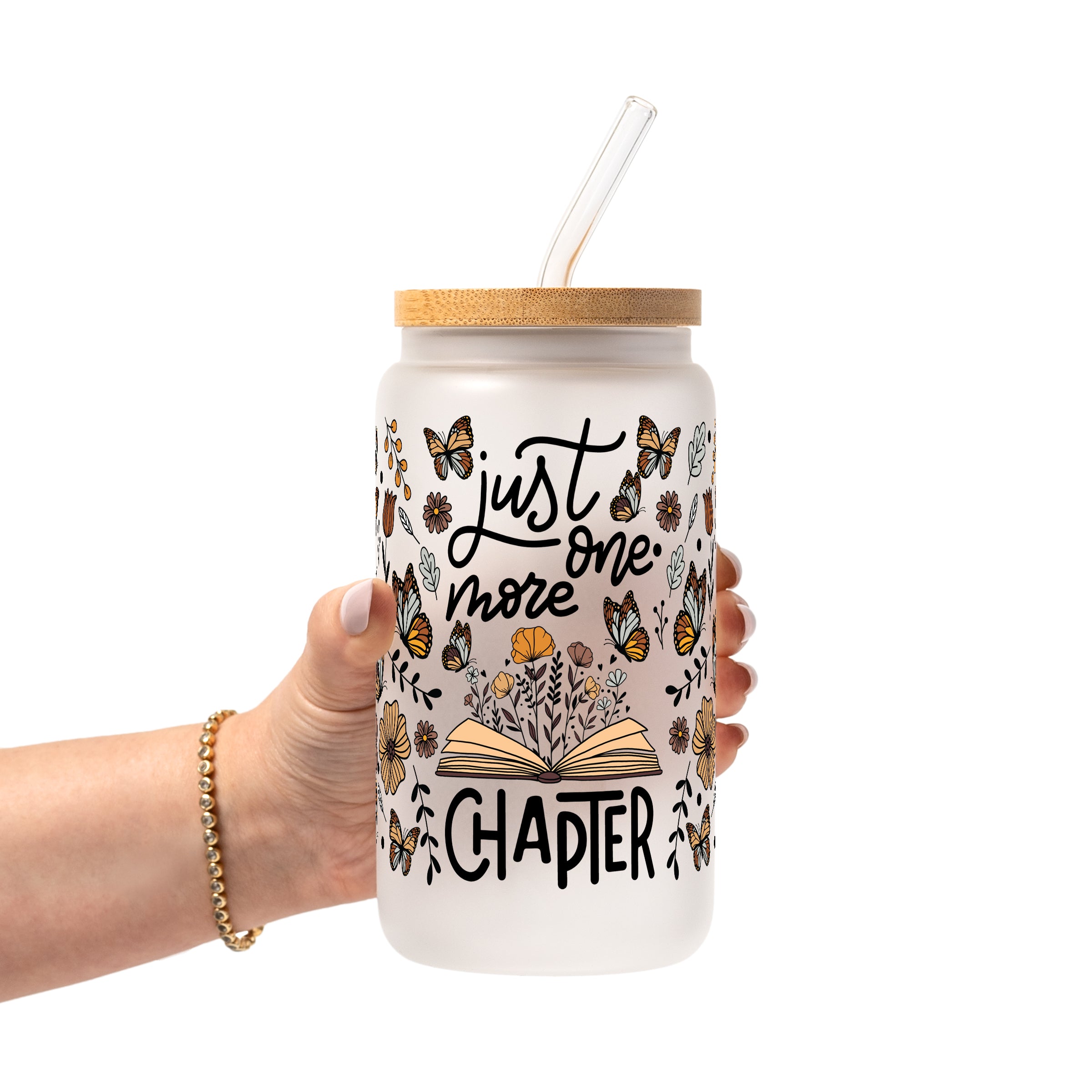 Just One More Chapter Glass Cup, Mug & Tumbler with Lid and Straw