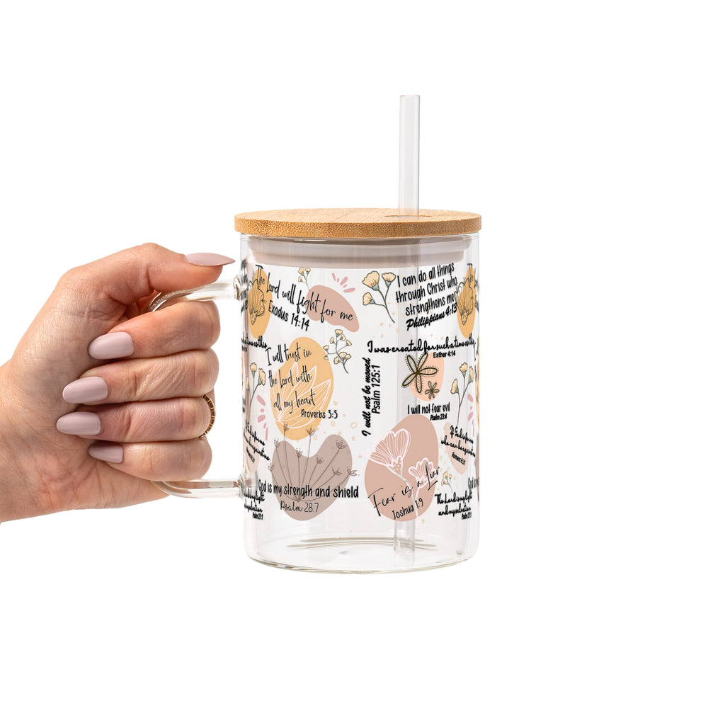 Christian Bible Verse Glass Cup, Mug & Tumbler with Lid and Straw