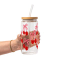 Cherry Bow Glass Cup, Mug & Tumbler with Lid and Straw