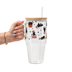 Christmas Cats Glass Cup, Mug & Tumbler with Lid and Straw