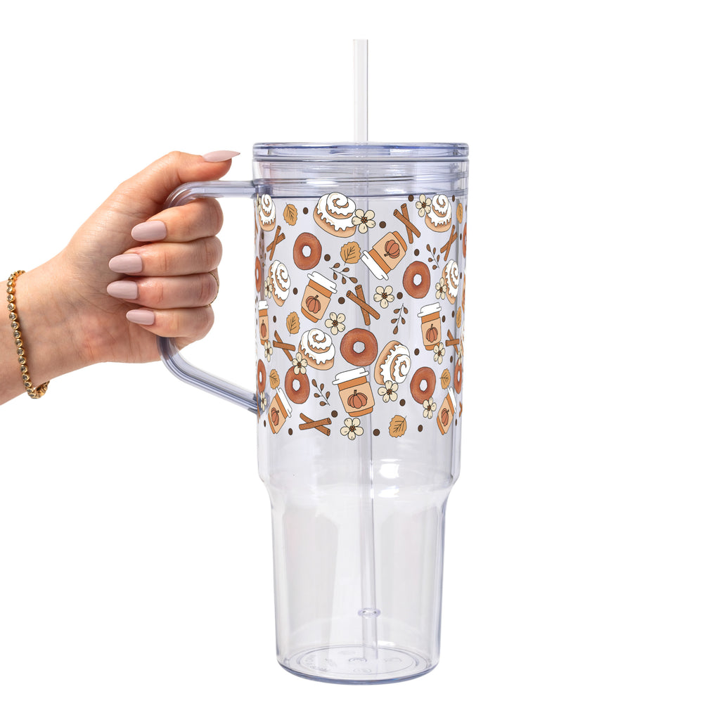 Pumpkin Spice Fall Glass Cup, Mug & Tumbler with Lid and Straw
