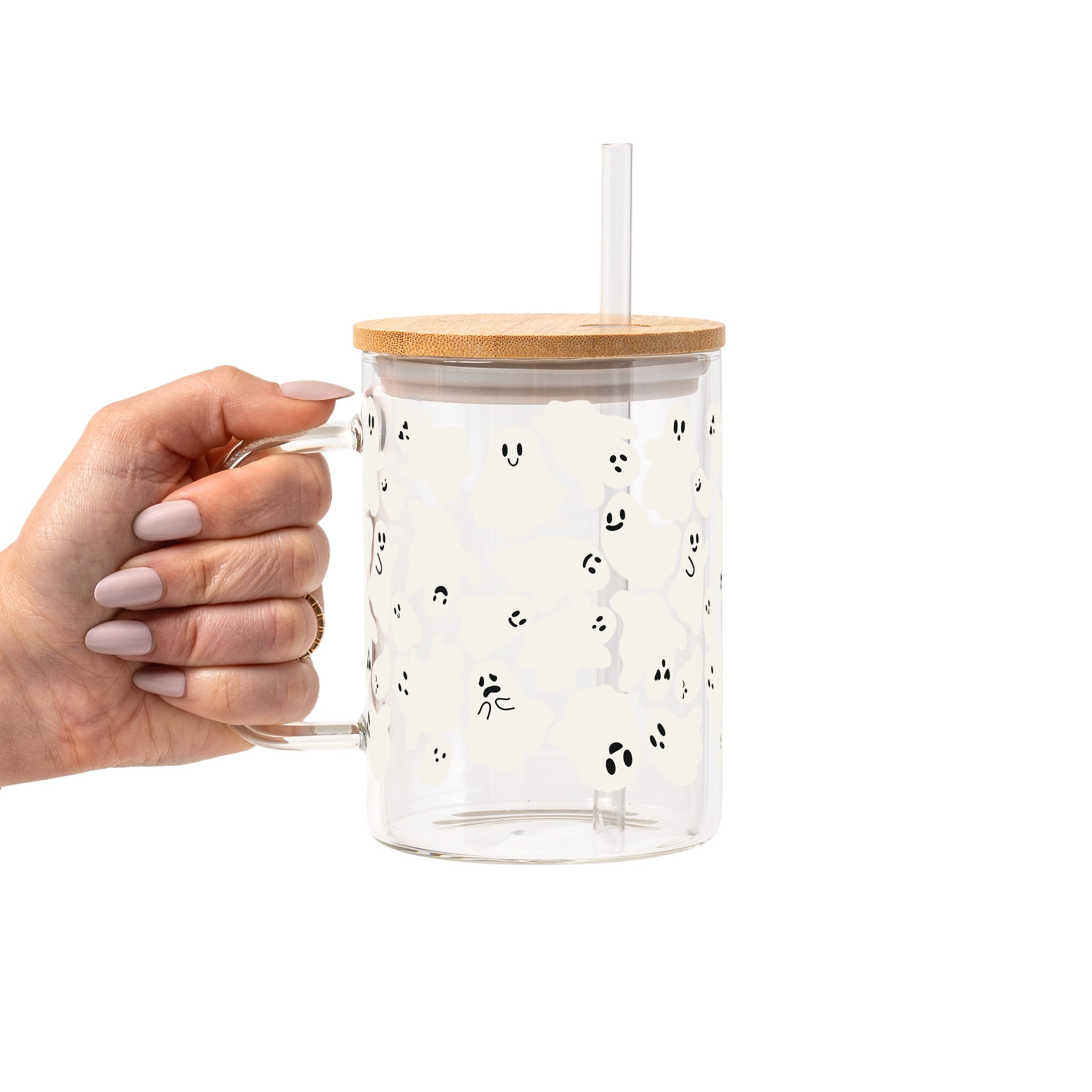 Classic Ghosties Glass Cup, Mug & Tumbler with Lid and Straw