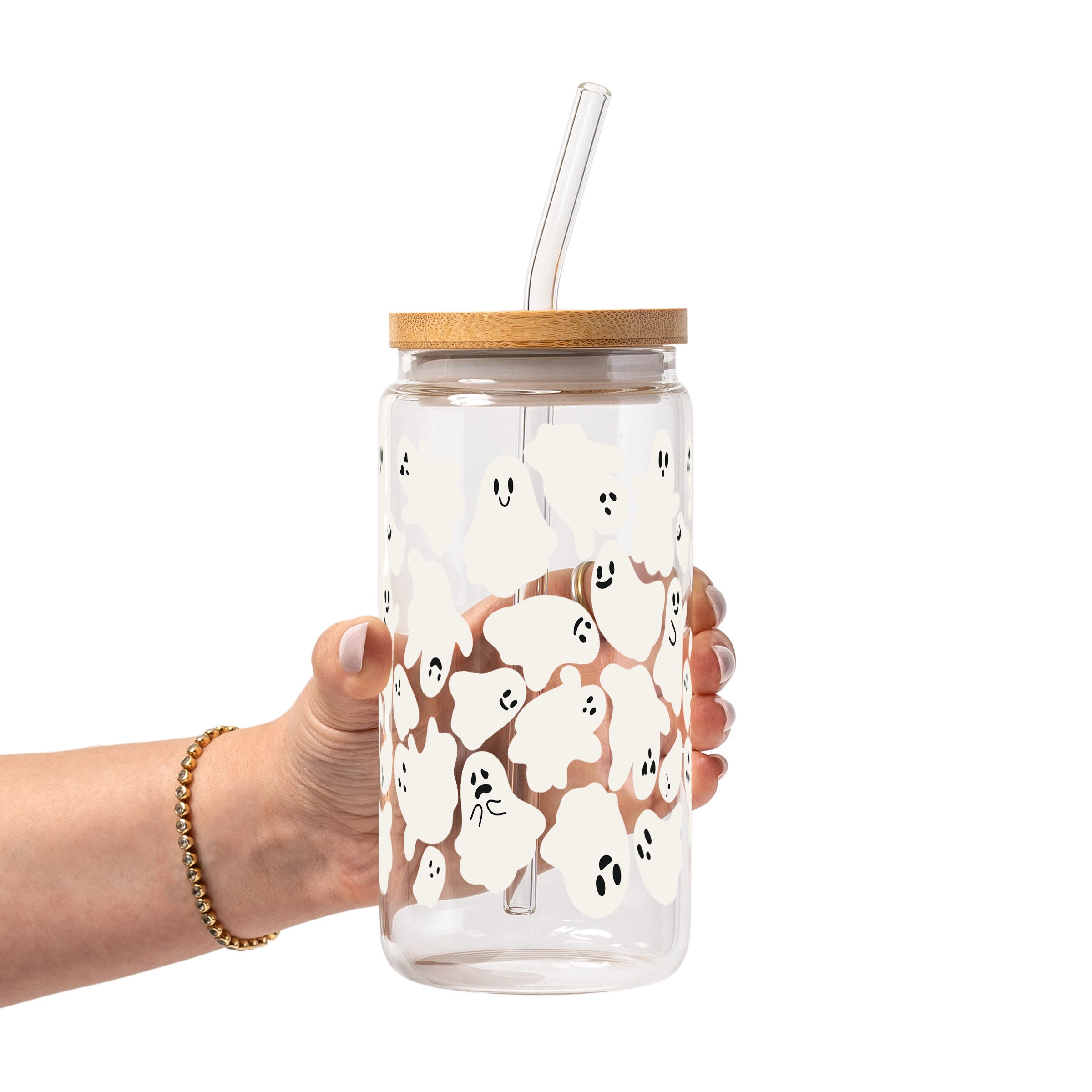 Classic Ghosties Glass Cup, Mug & Tumbler with Lid and Straw