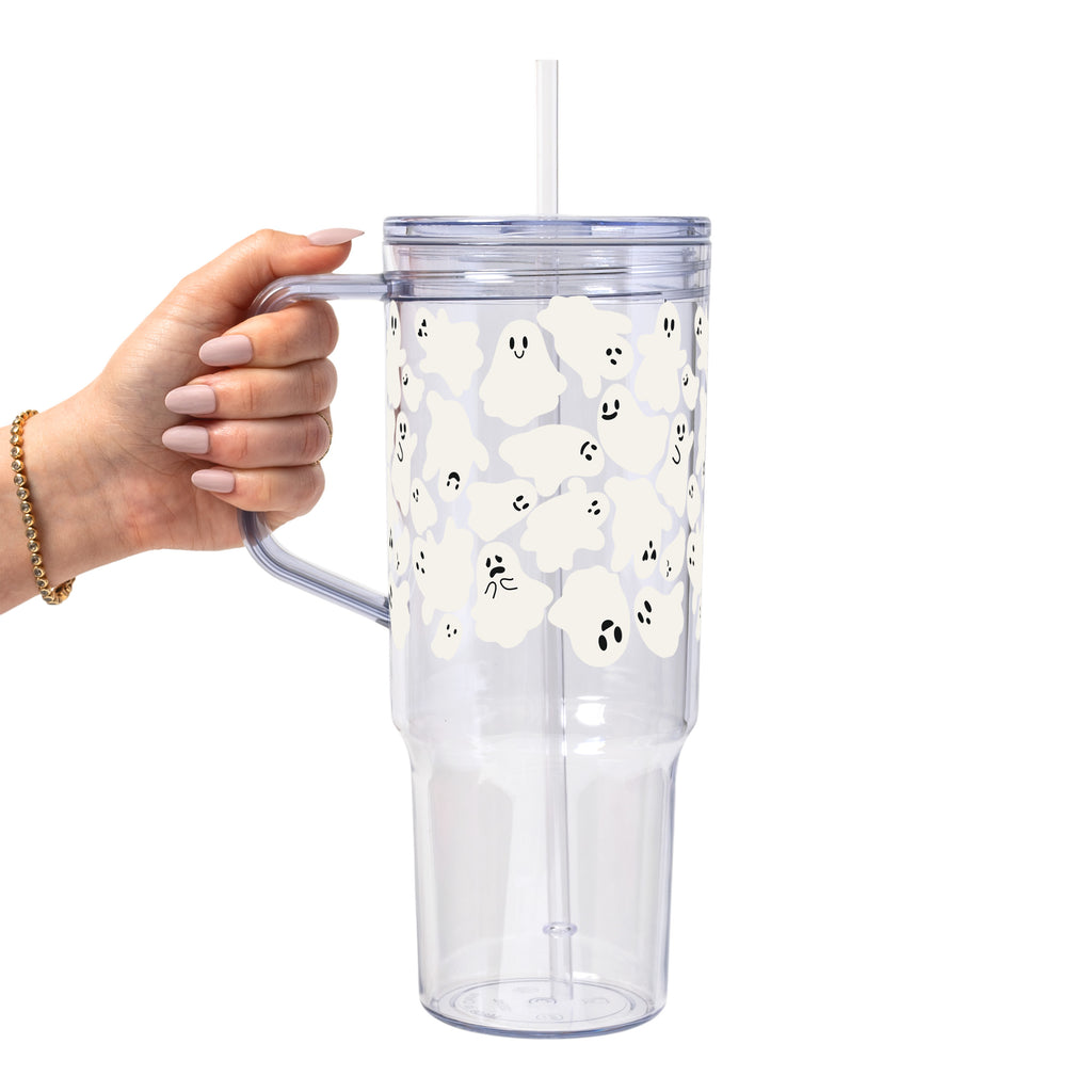 Classic Ghosties Glass Cup, Mug & Tumbler with Lid and Straw