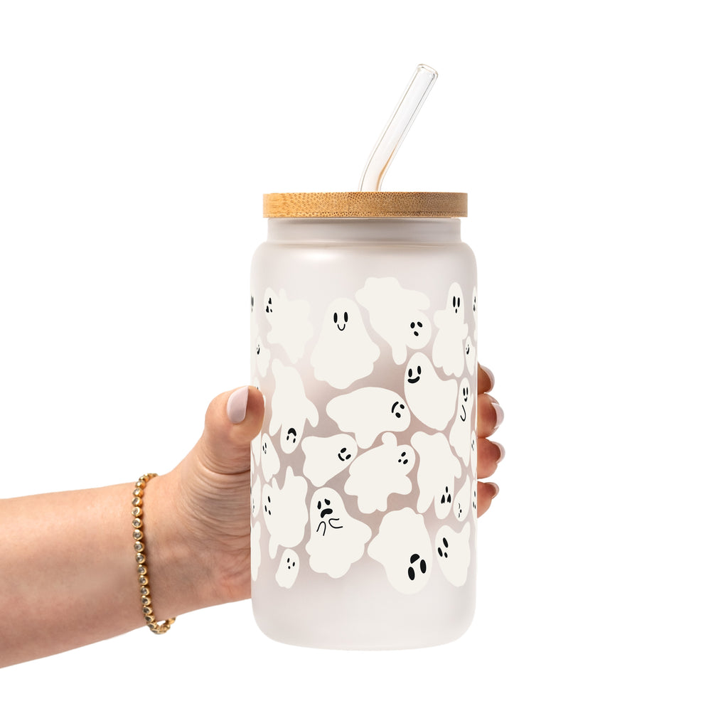 Classic Ghosties Glass Cup, Mug & Tumbler with Lid and Straw
