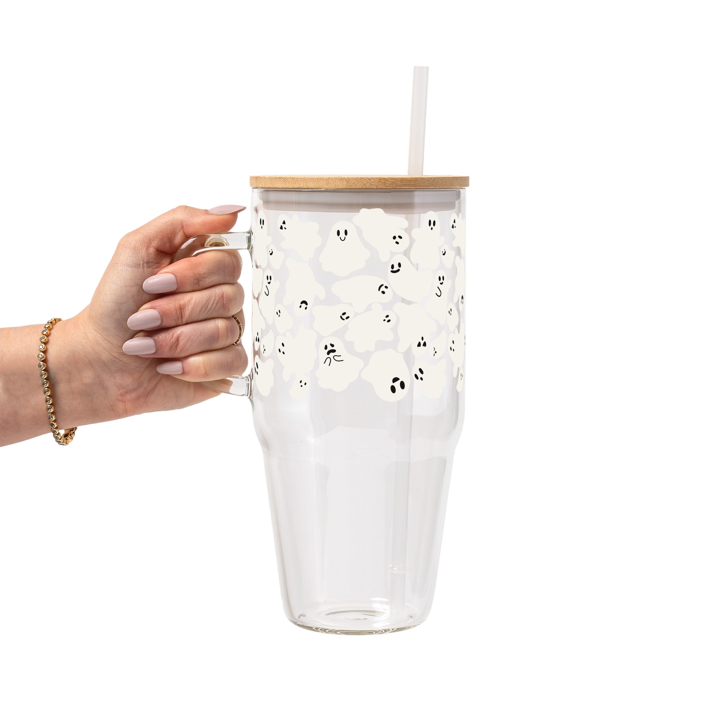 Classic Ghosties Glass Cup, Mug & Tumbler with Lid and Straw