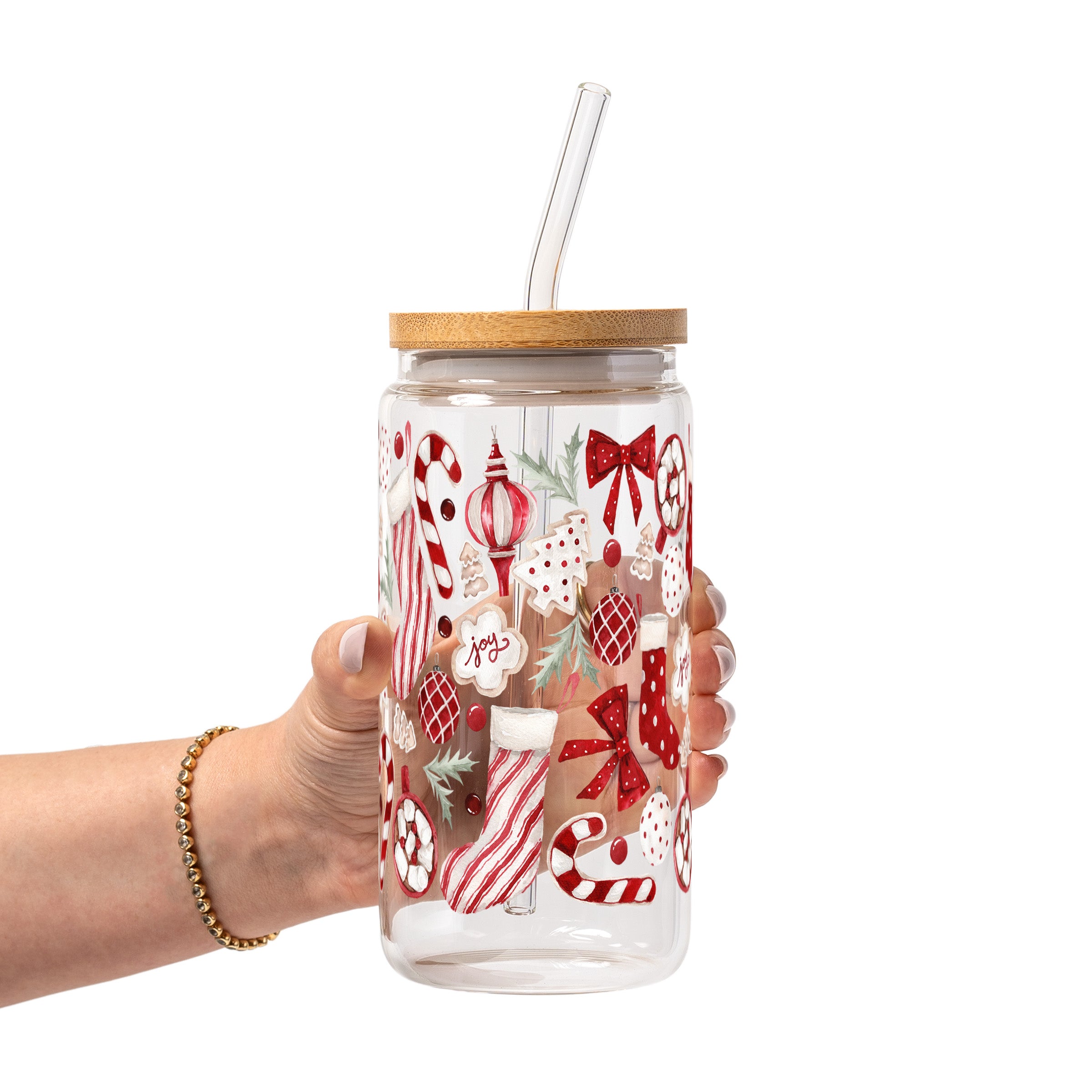Cozy Christmas Glass Cup, Mug & Tumbler with Lid and Straw