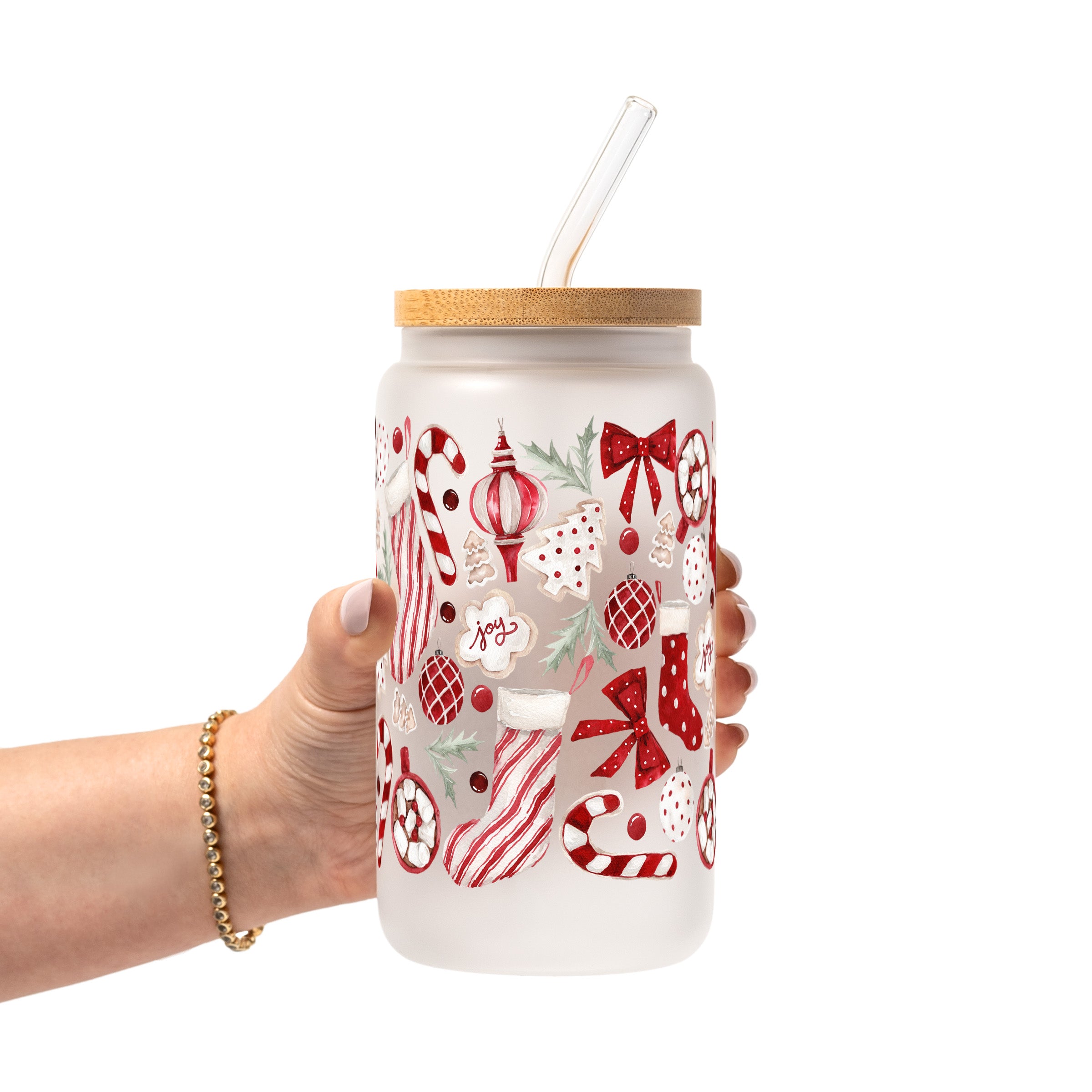 Cozy Christmas Glass Cup, Mug & Tumbler with Lid and Straw