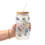Tiny Dinos Glass Cup, Mug & Tumbler with Lid and Straw