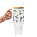 Tiny Dinos Glass Cup, Mug & Tumbler with Lid and Straw