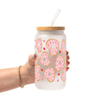 Valentine Donut Hearts Glass Cup, Mug & Tumbler with Lid and Straw