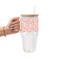 Valentine Donut Hearts Glass Cup, Mug & Tumbler with Lid and Straw