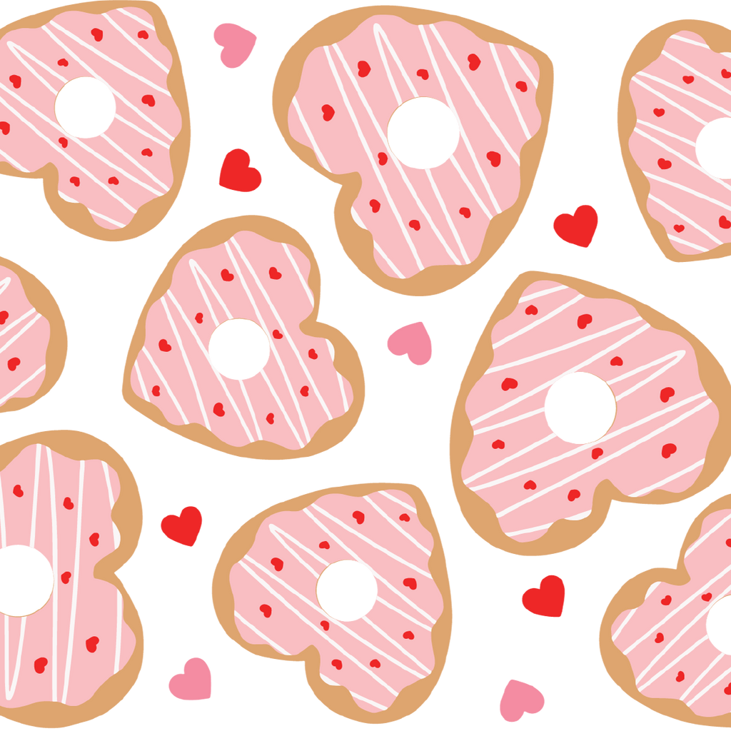 Valentine Donut Hearts Glass Cup, Mug & Tumbler with Lid and Straw