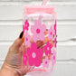 Cute Pink Daisy 16oz Glass Can Cup and Mug Rug Gift Set